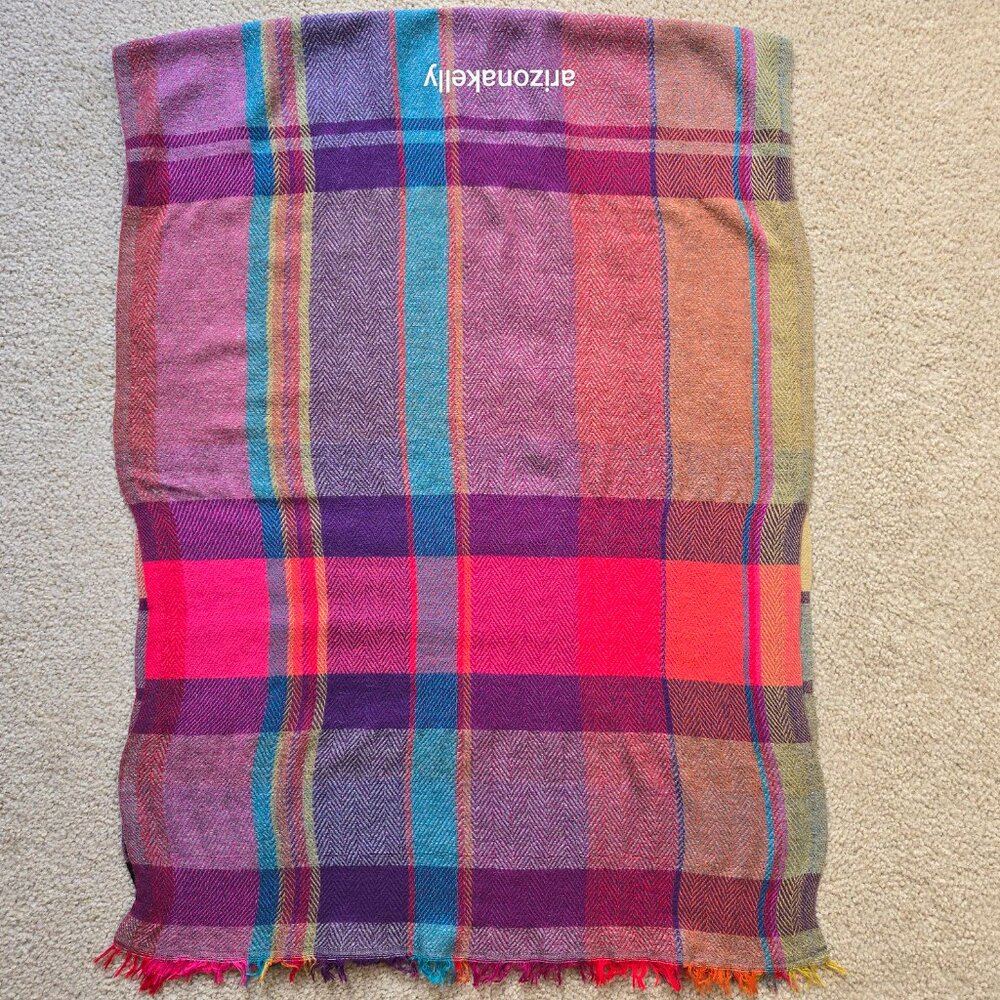 Merino Wool + Cashmere Colorful Herringbone Scarf Ahujasons - Picture 7 of 11